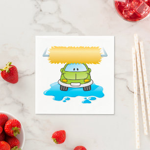 Serviette En Papier Lavage de voiture de dessin animé vert voiture heu