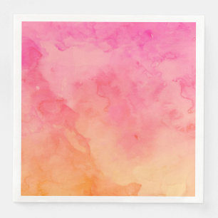 Serviette En Papier Lavage orange d'aquarelle de coucher du soleil de