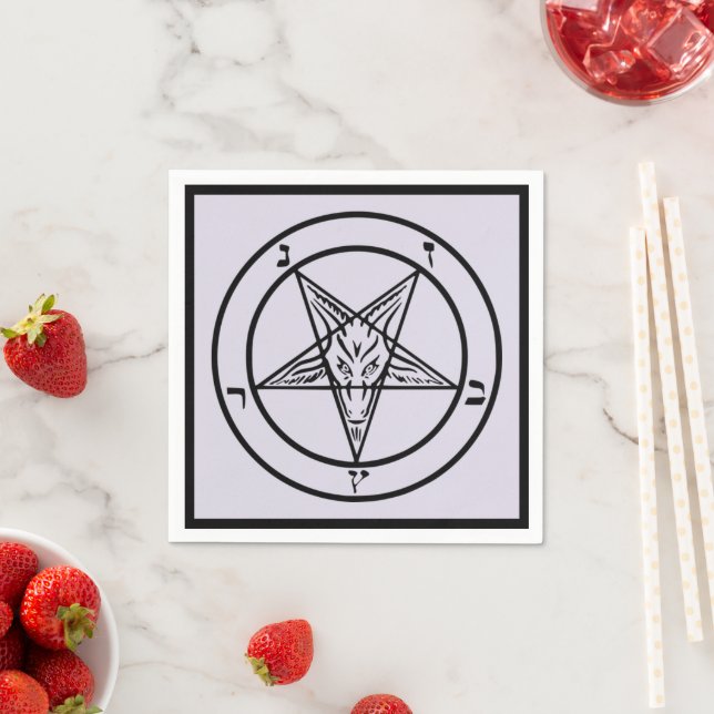 Serviette En Papier Lavande Baphomet Pentagram Satanique Cocktail (En situation)