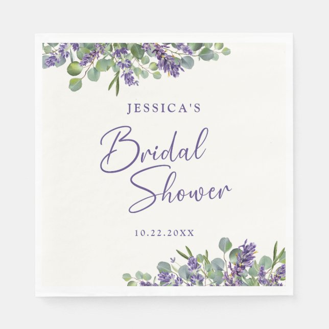 Serviette En Papier Lavande d'aquarelle florale et Eucalyptus (Devant)