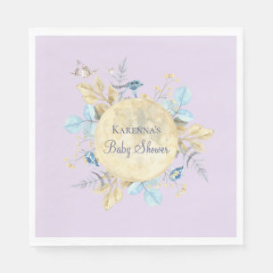 Serviette En Papier Lavande de Lune Whimsical Baby shower pourpre