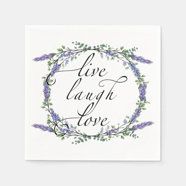 Serviette En Papier Lavande et Eucalyptus Live Laugh Love (Devant)