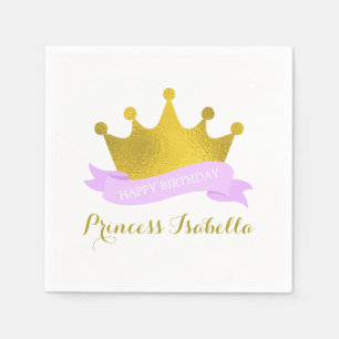 Serviette En Papier Lavande et Gold Princess Anniversaire