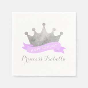 Serviette En Papier Lavande et princesse d'argent fête d'anniversaire