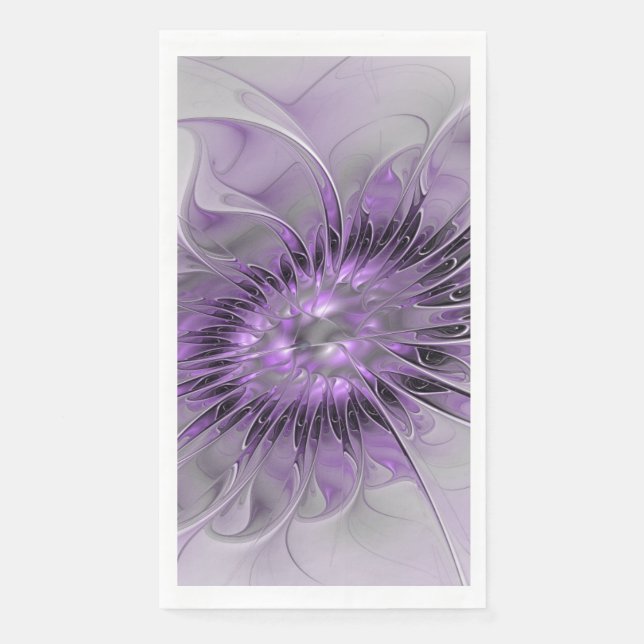 Serviette En Papier Lavande Fleur Dream Moderne Abstrait Fractal Art (Devant)
