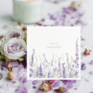 Serviette En Papier Lavande Fleur Personnalisé Nom Mariage