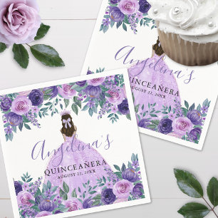 Serviette En Papier Lavande Fleurie Violet Quinceanera