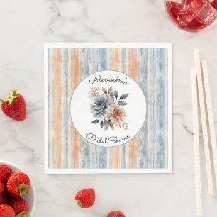 Serviette En Papier Lavande Fleurs Rayures Crème Mariage