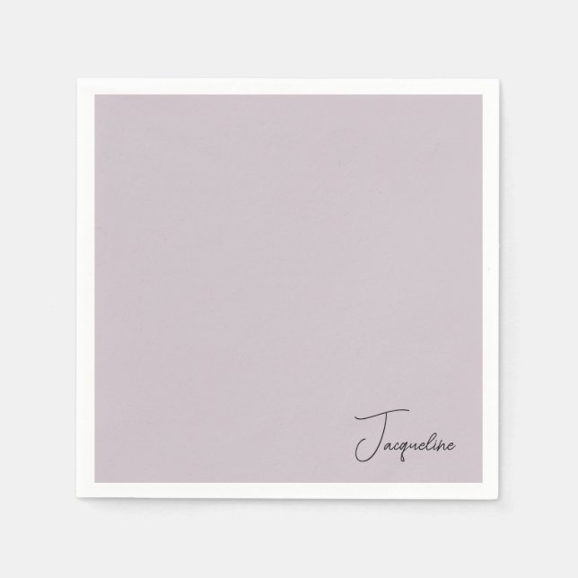 Serviette En Papier Lavande Nom de script personnalisé Douche Cocktail (Devant)