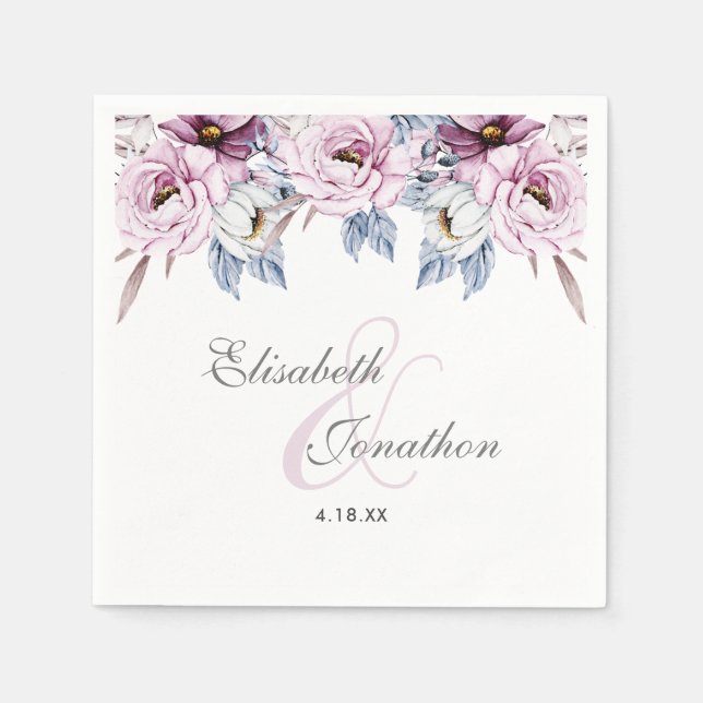 Serviette En Papier Lavande romantique & Poudre Bleu Floral Fleur (Devant)