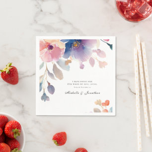 Serviette En Papier Lavande rose Florale Bible chrétienne Verse Mariag