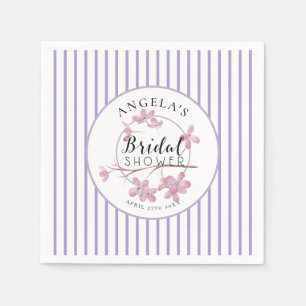 Serviette En Papier Lavande Rose Lilas Rayures Bridal Shower 