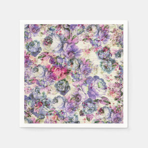 Serviette En Papier Lavande rose rustique de Bohème vintage florale