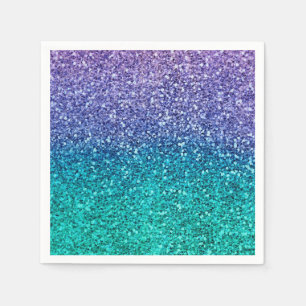 Serviette En Papier Lavande violet et Turquoise Aqua Green Sparkly Par
