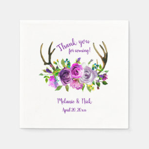 Serviette En Papier Lavande violette Floral bois décor mariage