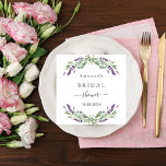 Serviette En Papier Lave douche nuptiale eucalyptus verdure<br><div class="desc">Un élégant arrière - plan blanc décoré de fleurs de lavande violette et de verdure d'eucalyptus. Personnalisez et ajoutez un nom et une date.</div>