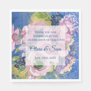 Serviette En Papier Lavender Blues Aquarelle Floral Parties scintillan