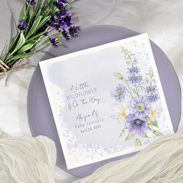 Serviette En Papier Lavender Boho Un Petit Bébé Fleur sauvage Saupoudr (Créateur téléchargé)
