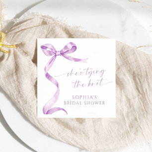 Serviette En Papier Lavender Bow Elle Attache La Fête des mariées De N