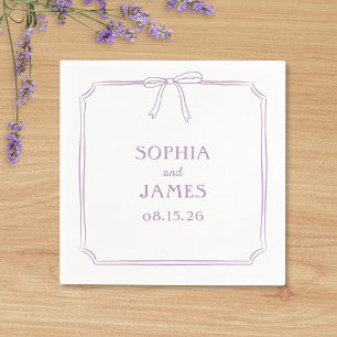 Serviette En Papier Lavender Elegant Whimsical Simple Bow Mariage