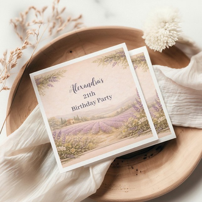 Serviette En Papier Lavender Field Garden Birthday (Créateur téléchargé)