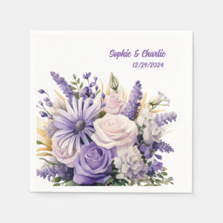 Serviette En Papier Lavender Floral Mariage personnalisé