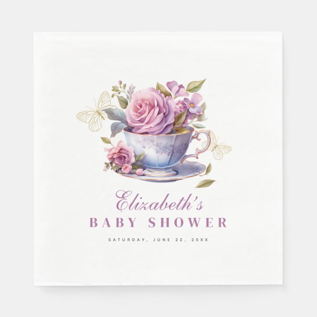 Serviette En Papier Lavender Floral Tea Cup Baby Tea Party Baby shower (Devant)