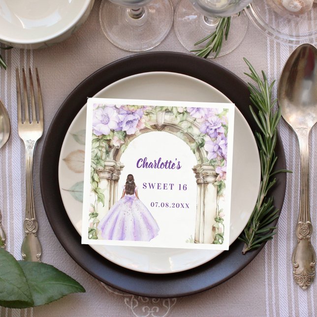 Serviette En Papier Lavender florals arch dress Sweet 16 (Créateur téléchargé)