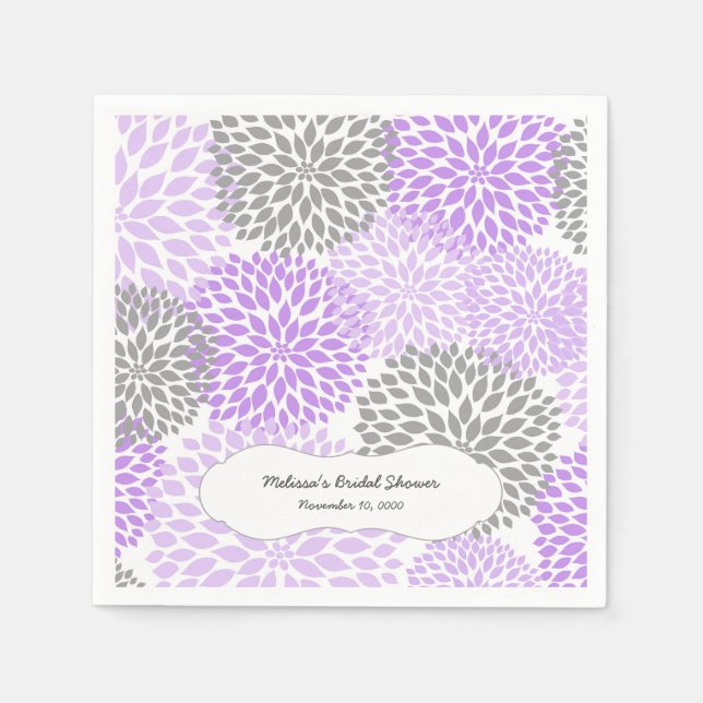 Serviette En Papier Lavender Grey Dahlia mums / votre propre libellé (Devant)