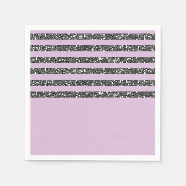Serviette En Papier Lavender Lilac Purple Silver Parties scintillant S (Devant)
