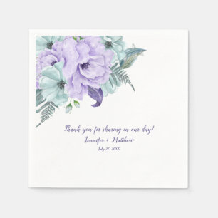 Serviette En Papier Lavender Mint Purple Aquarelle Peonies Réception