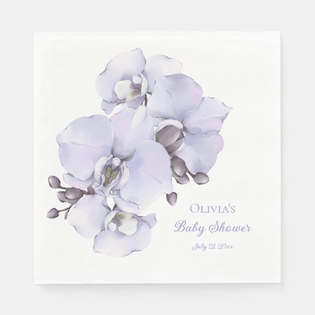 Serviette En Papier Lavender Orchid Baby Shower Napkins - Floral Baby  (Devant)