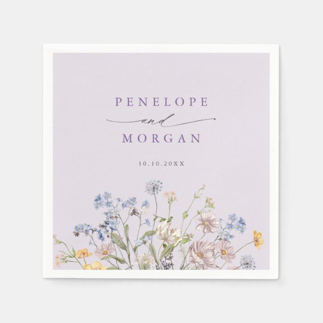 Serviette En Papier Lavender Spring Wildflower Meadow Garden Wedding  (Devant)
