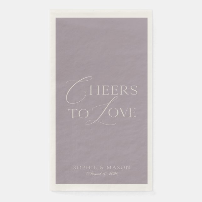 Serviette En Papier Lavender Taupe “Cheers to Love” Wedding (Devant)