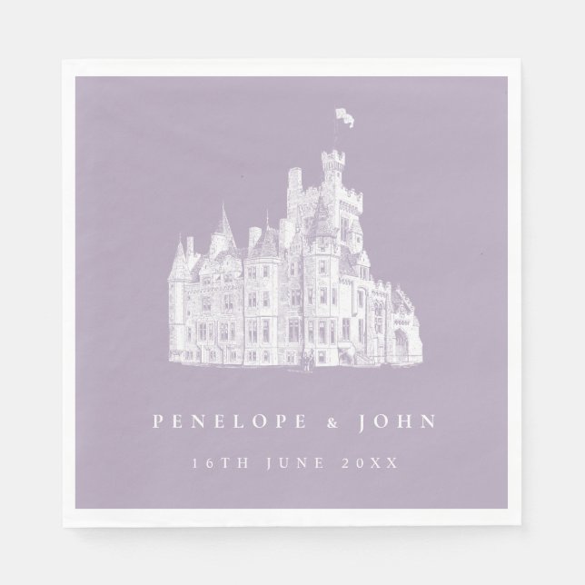 Serviette En Papier Lavender Vintage Castle Illustration Wedding (Devant)