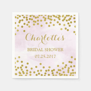 Serviette En Papier Lavender Watercolor Gold Confetti Fête des mariées
