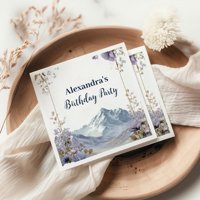 Serviette En Papier Lavender Wildflower Mountain Birthday (Créateur téléchargé)