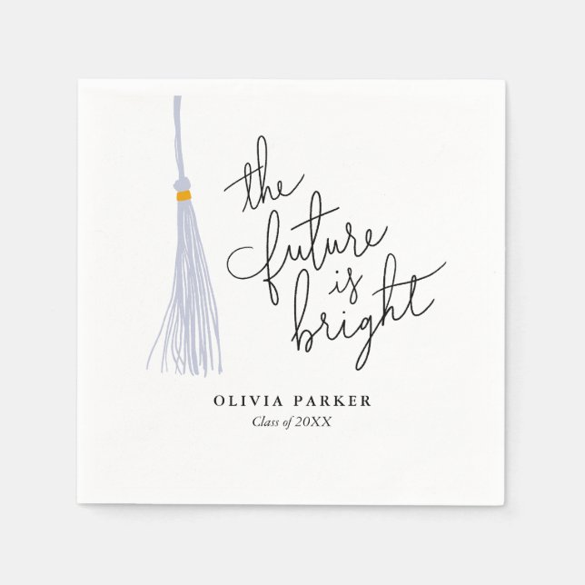 Serviette En Papier L'avenir est brillant Graduation White Tassel (Devant)