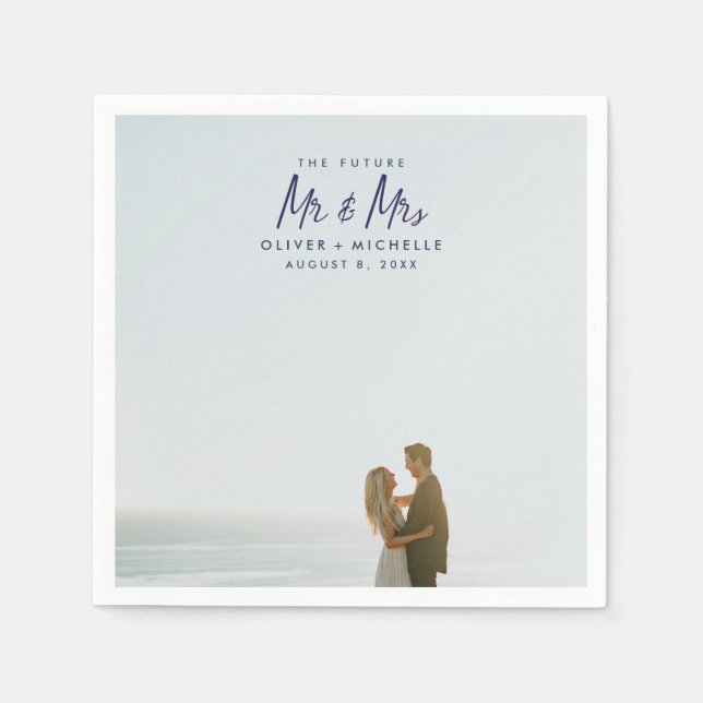 Serviette En Papier L'avenir M. et Mme Fiançailles photo Napkins (Devant)