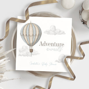 Serviette En Papier L'aventure Attend Garçon Fête Prénatale Montgolfiè