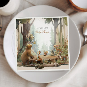 Serviette En Papier L'aventure attend le Baby shower des bois
