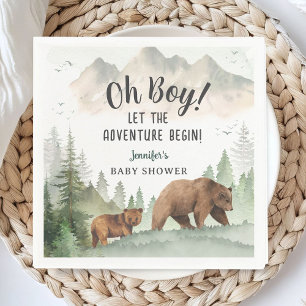 Serviette En Papier L'aventure commence garçon Baby Shower Bois