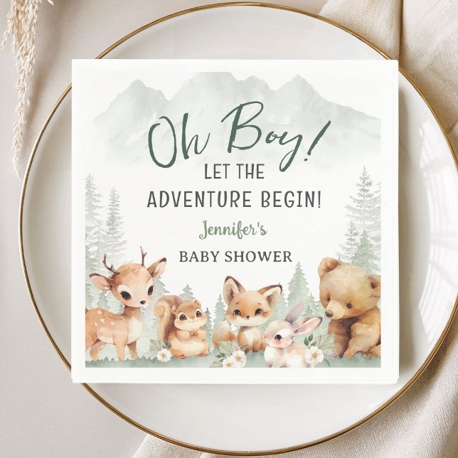 Serviette En Papier L'aventure Commence Garçon Fête de Naissance en Fo (Créateur téléchargé)