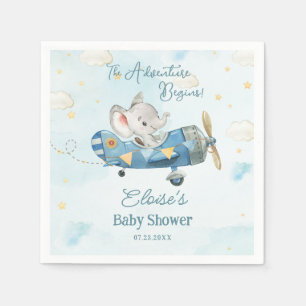Serviette En Papier L'aventure de l'éléphant mignon commence le Baby s