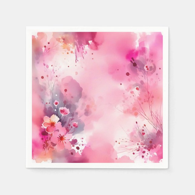 Serviette En Papier Laver Ethereal rose Aquarelle (Devant)