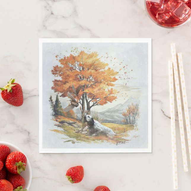 Serviette En Papier "Laverack" Le Setter anglais de chasse (En situation)