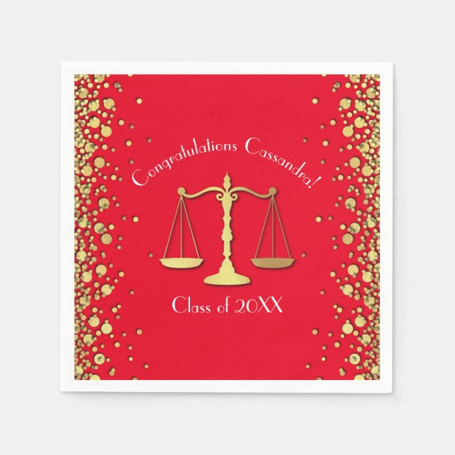 Serviette En Papier Lawyer Law School Graduation Party Gold Red (Devant)