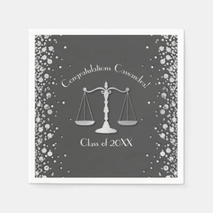 Serviette En Papier Lawyer Law School Graduation Party Grey Silver