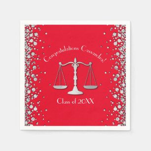Serviette En Papier Lawyer Law School Graduation Party Silver Red