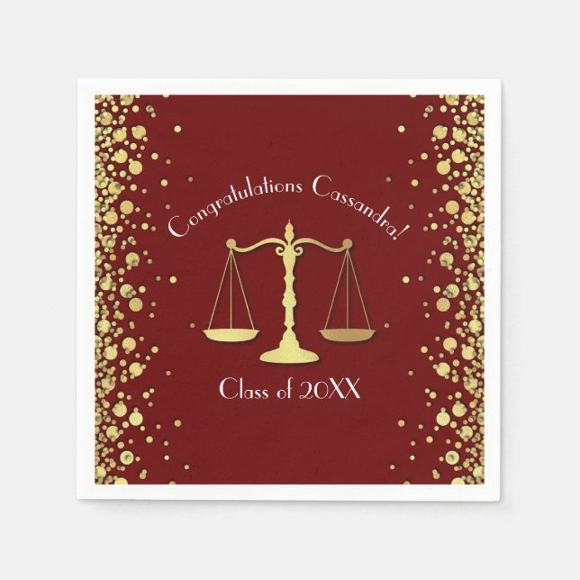 Serviette En Papier Lawyer Law School Maroon Gold Graduation Party (Devant)